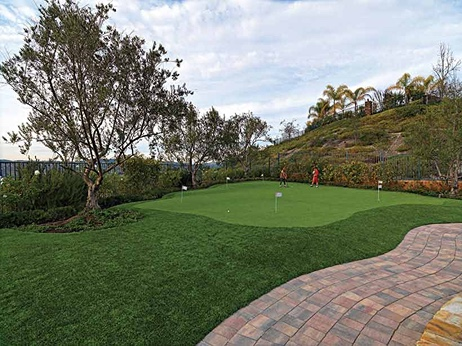putting green with paver walkway