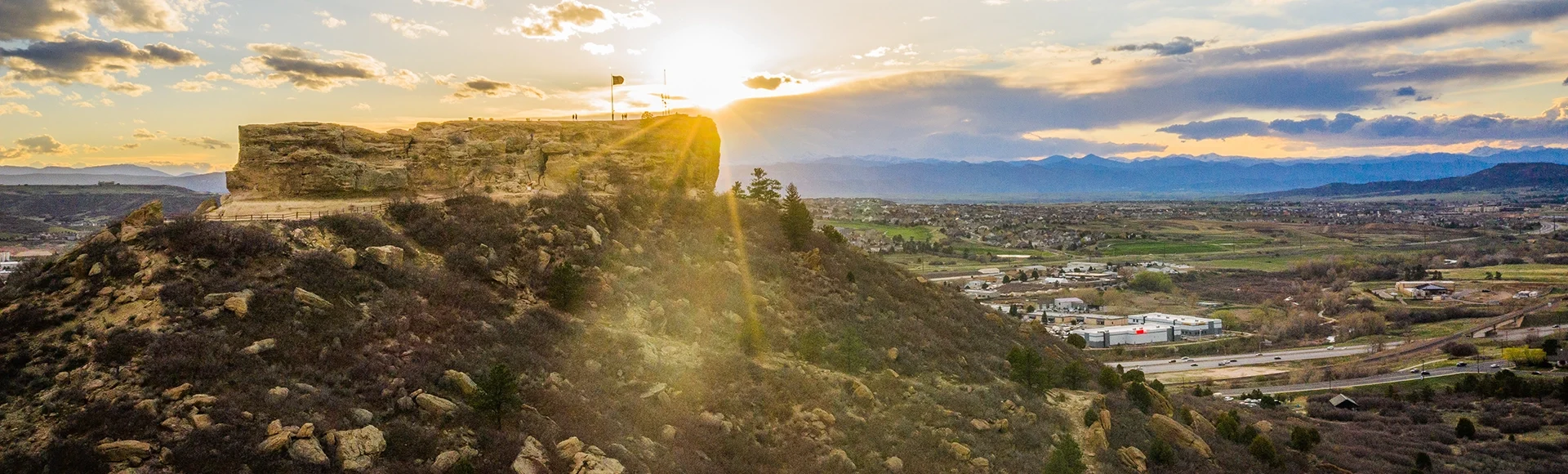 Evening sunset over Castle Rock park
