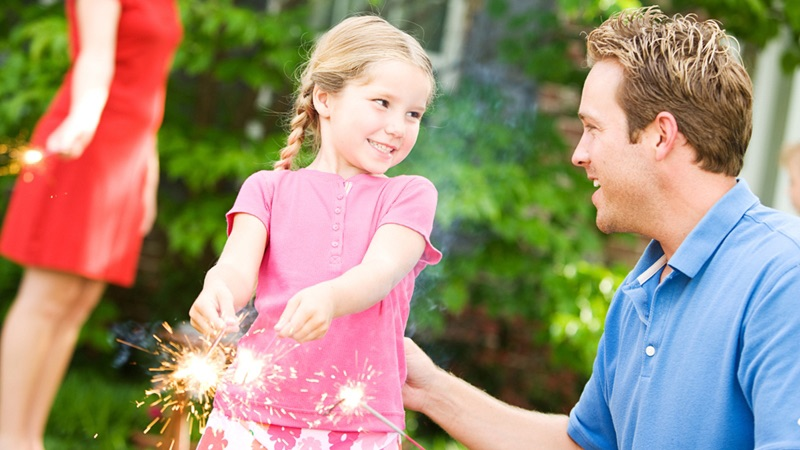 girl with sparklers