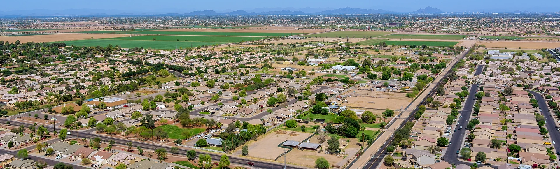 Maricopa County, Arizona, showcasing grid like street expansive urban development desert landscape.
