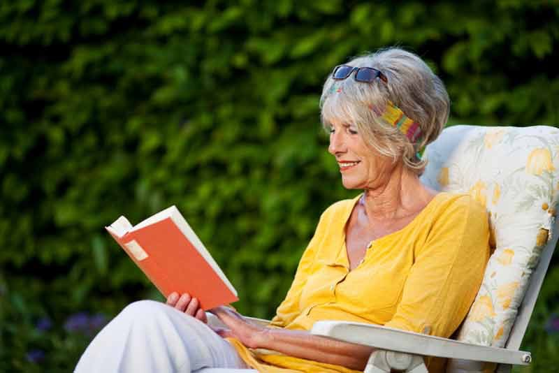 lady reading outside