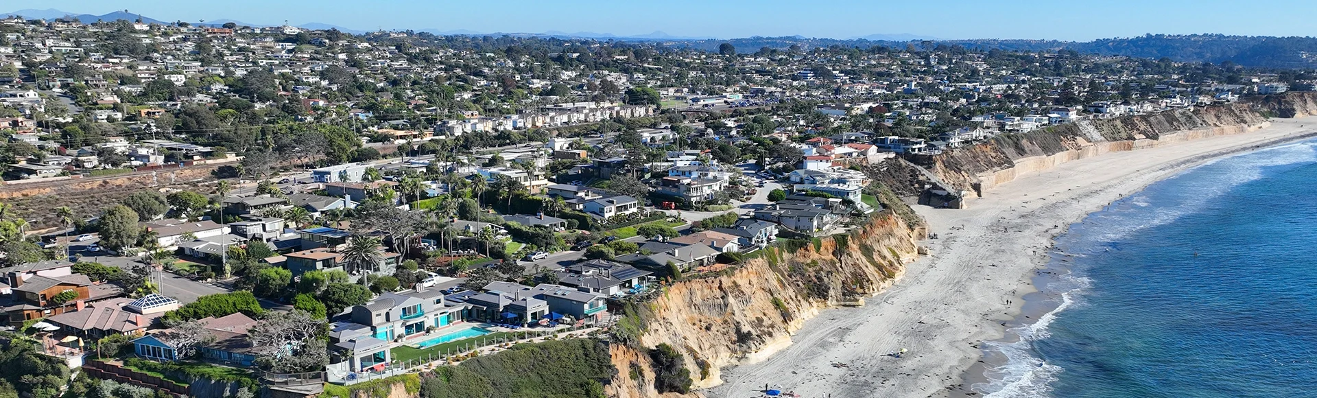 Aerial drone photo of Cardiff beach a true surfers paradise in West Coast of California, Encinitas, United States of America