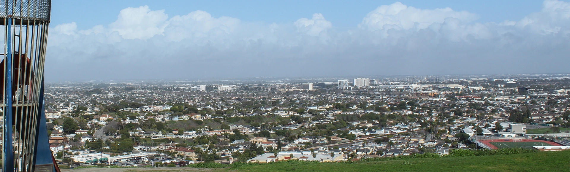 Sweeping View of the South Bay Cities from Los Arboles Rocketship Park in Torrance, California.