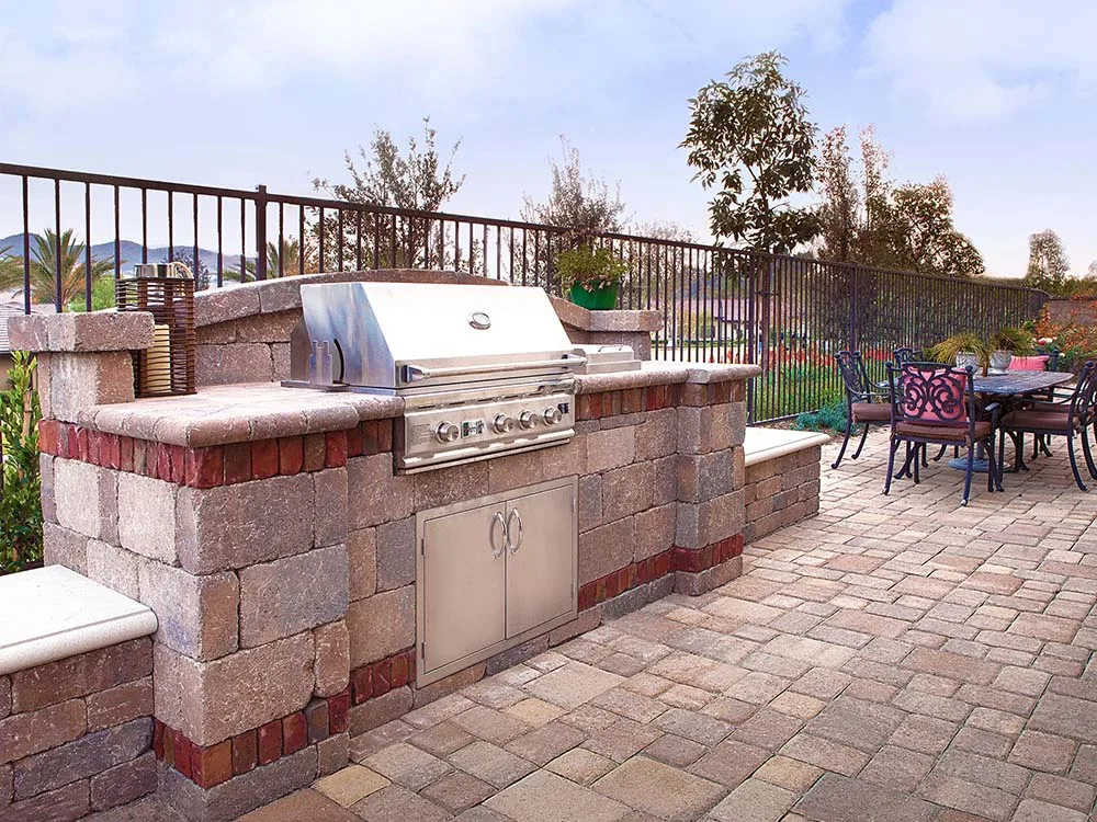 Built-in grill on paver patio