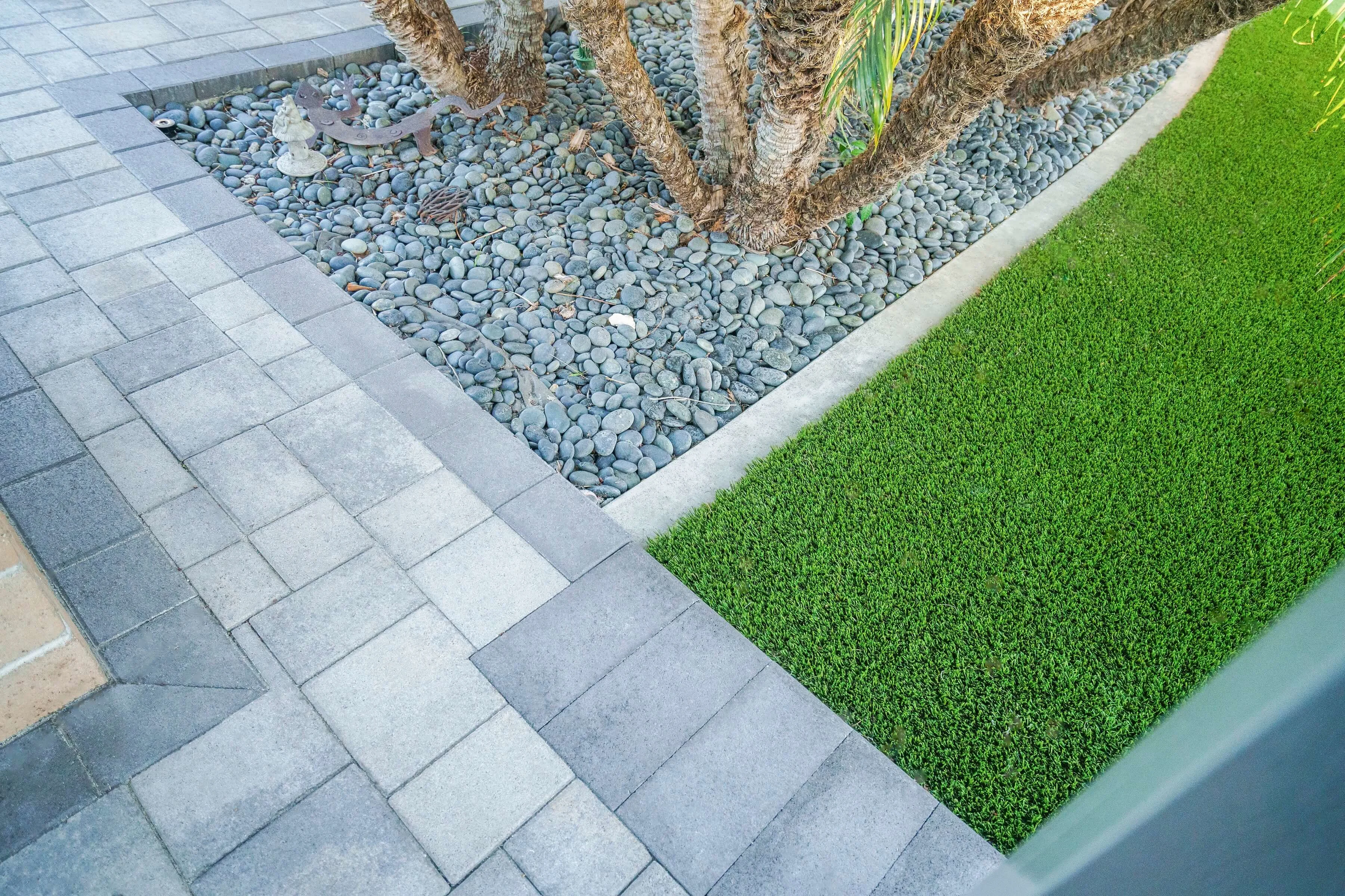 Paver and turf combo closeup