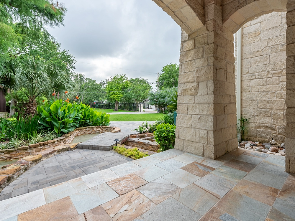 Paving stone patio with walkway