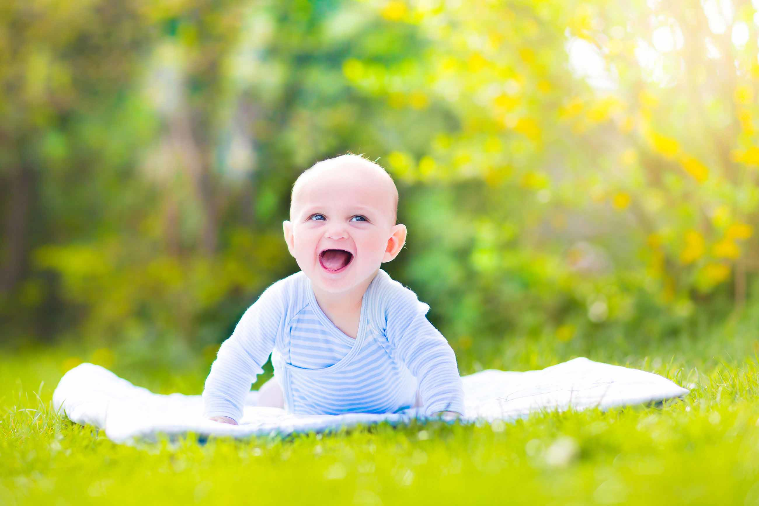 baby on lawn