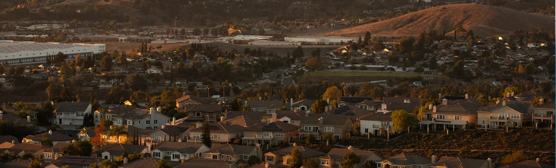 Sunset view of the city of Diamond Bar, California, USA.