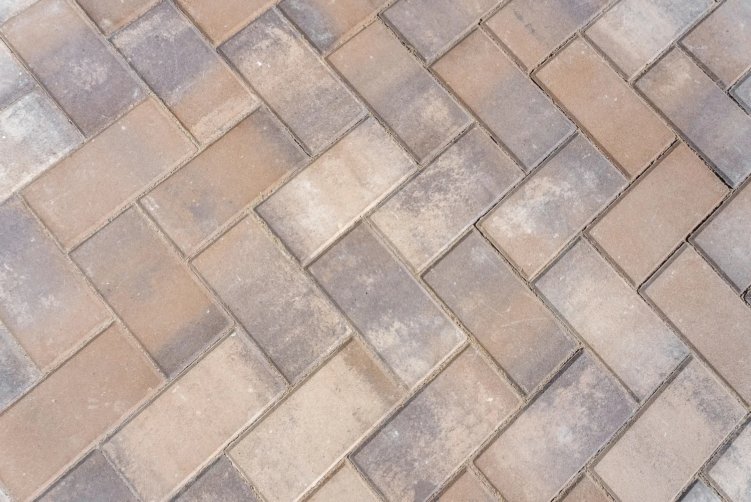 Neutral Hue Paving Stones in Herringbone Pattern 