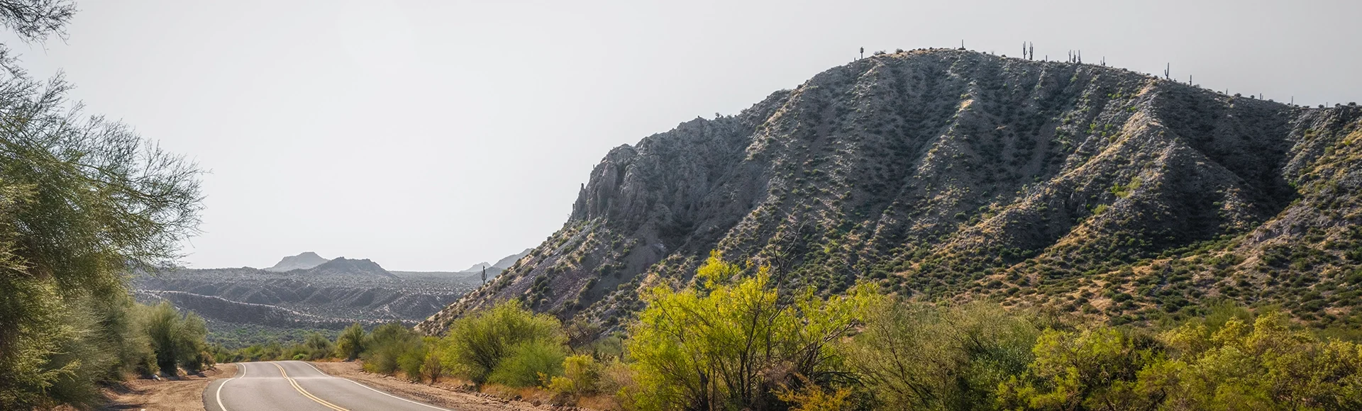 Road to the mountains in Tonto National Forest, near Carefree and Phoenix in Arizona