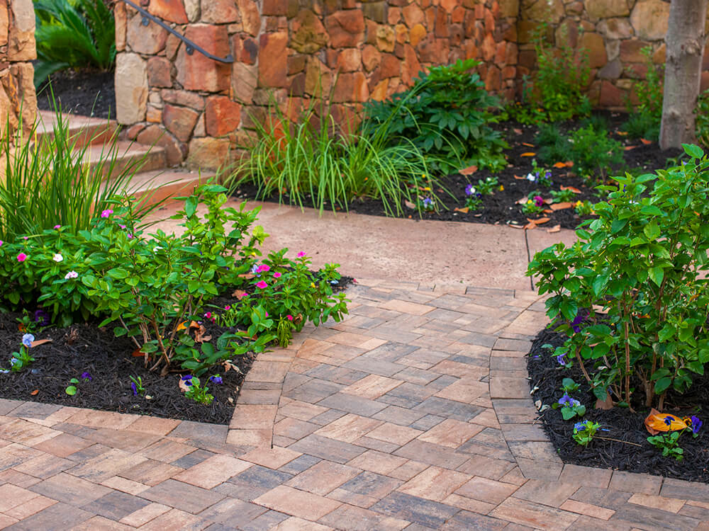 Garden path built out of paving stones in Texas