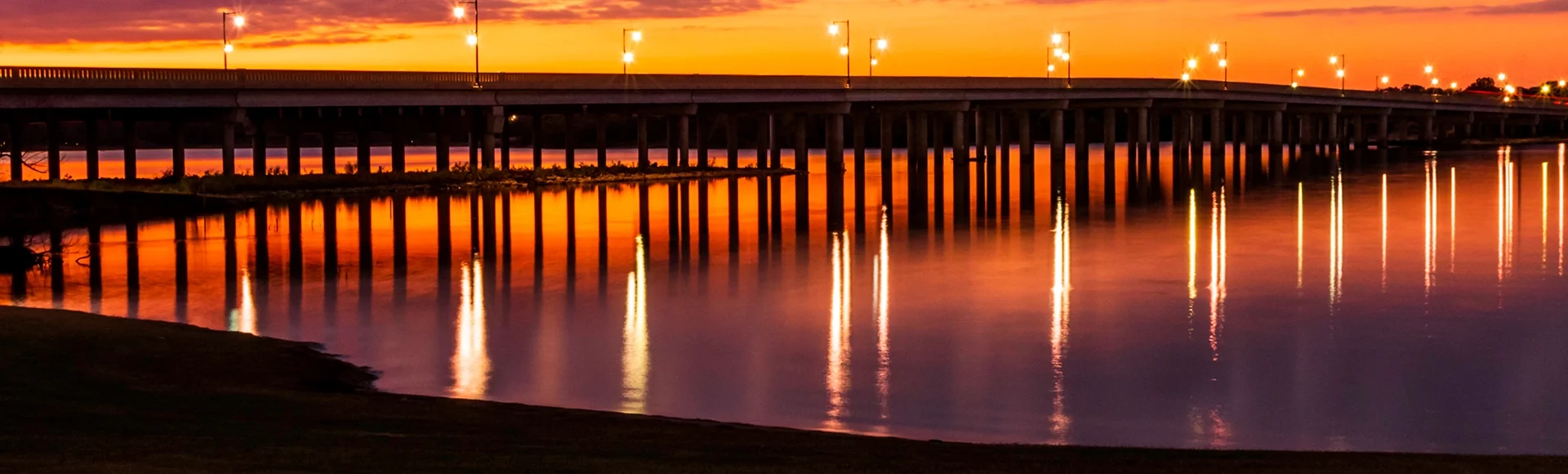 Bridge in Little Elm Texas at sunset