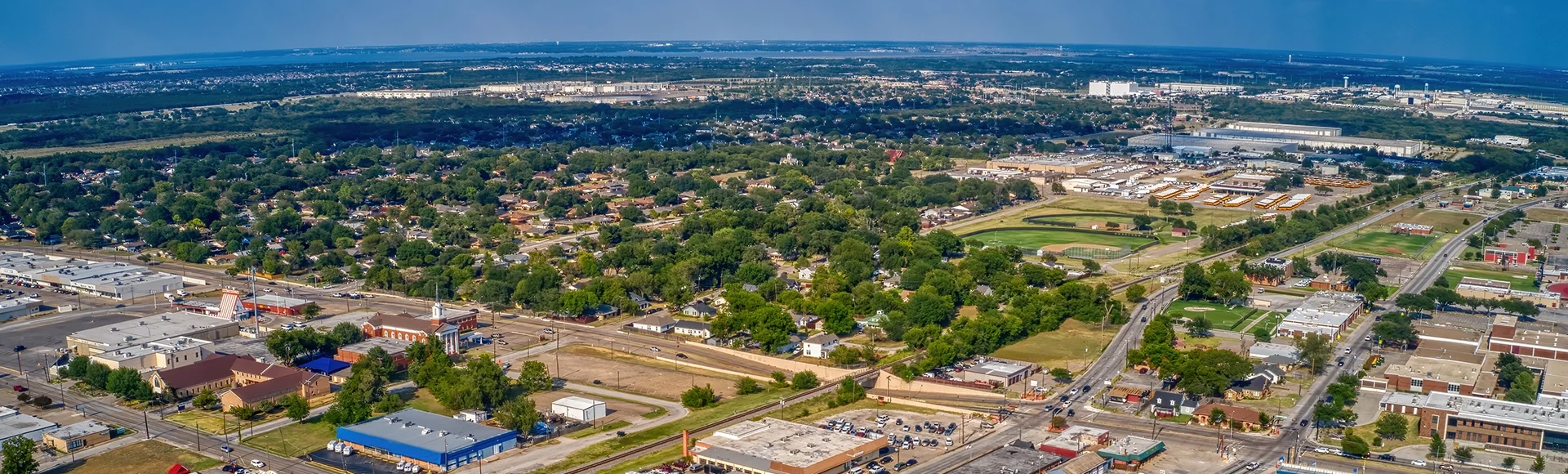 Aerial View of the DFW Suburb of Mesquite, Texas during Summer