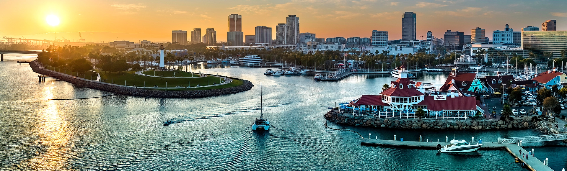 Long Beach California Golden sunset view
