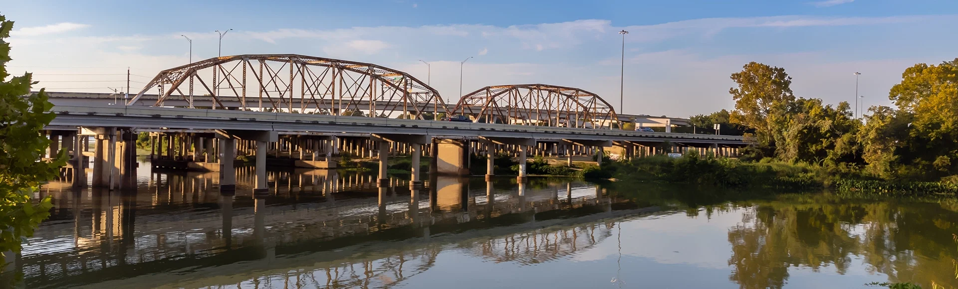 The Bevil Jarrell Memorial Bridge across the San Jacinto River in Humble, Texas.
