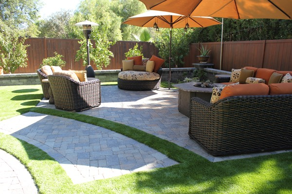 turf and paver yard