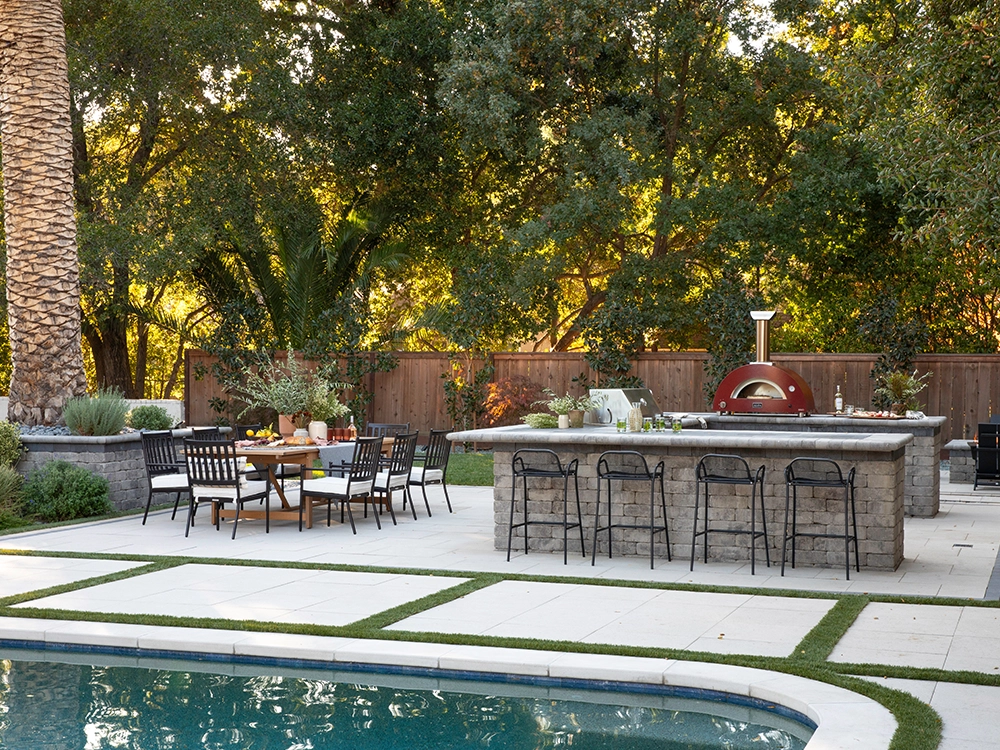 Backyard renovation with outdoor kitchen.