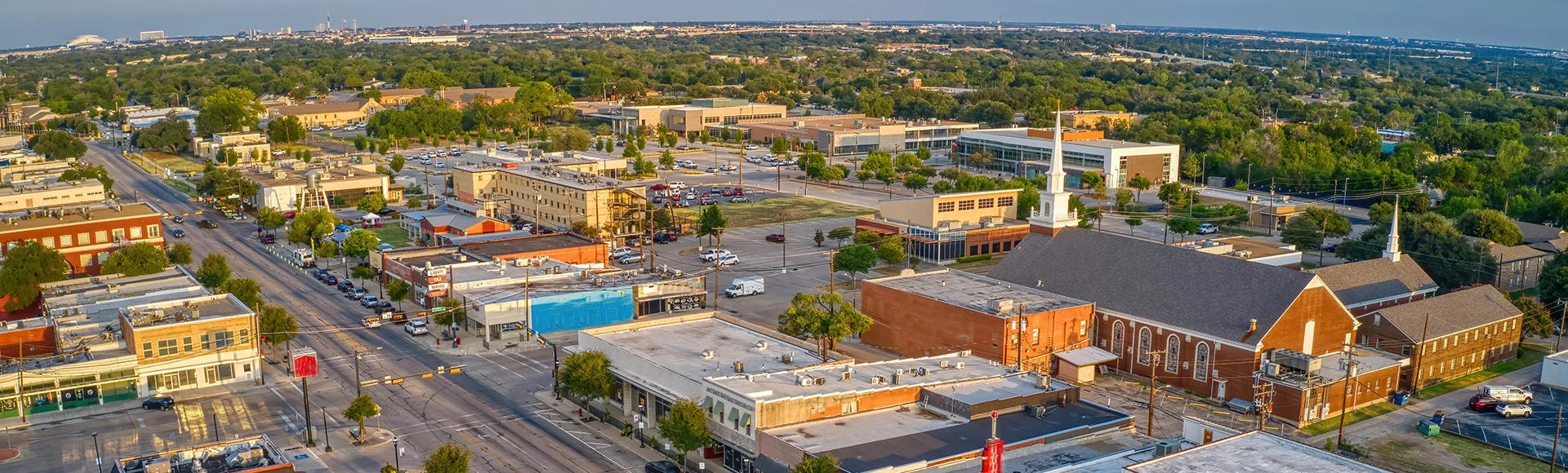 Aerial View of the DFW Suburb of Grand Prairie, Texas during Summer
