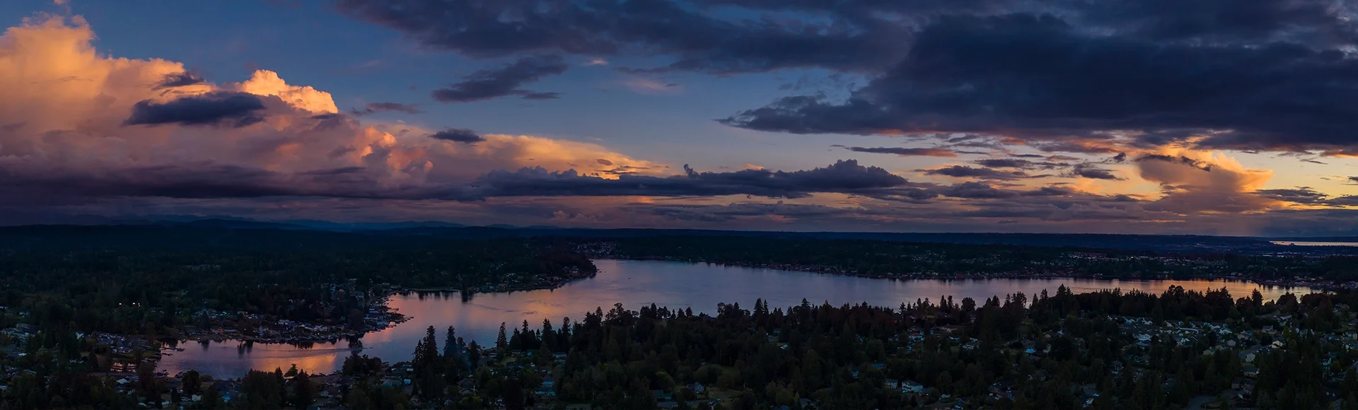 lake stevens sunset from the air

