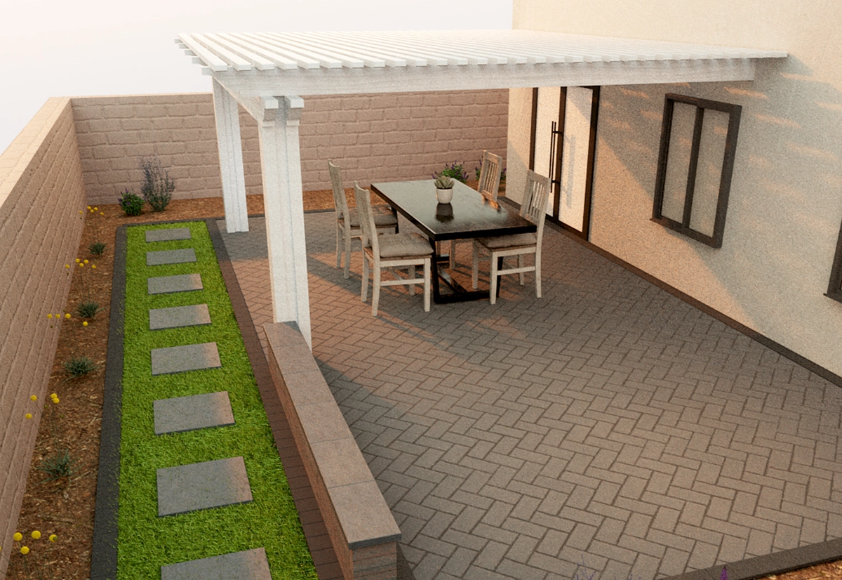 Patio Pergola Turf Render