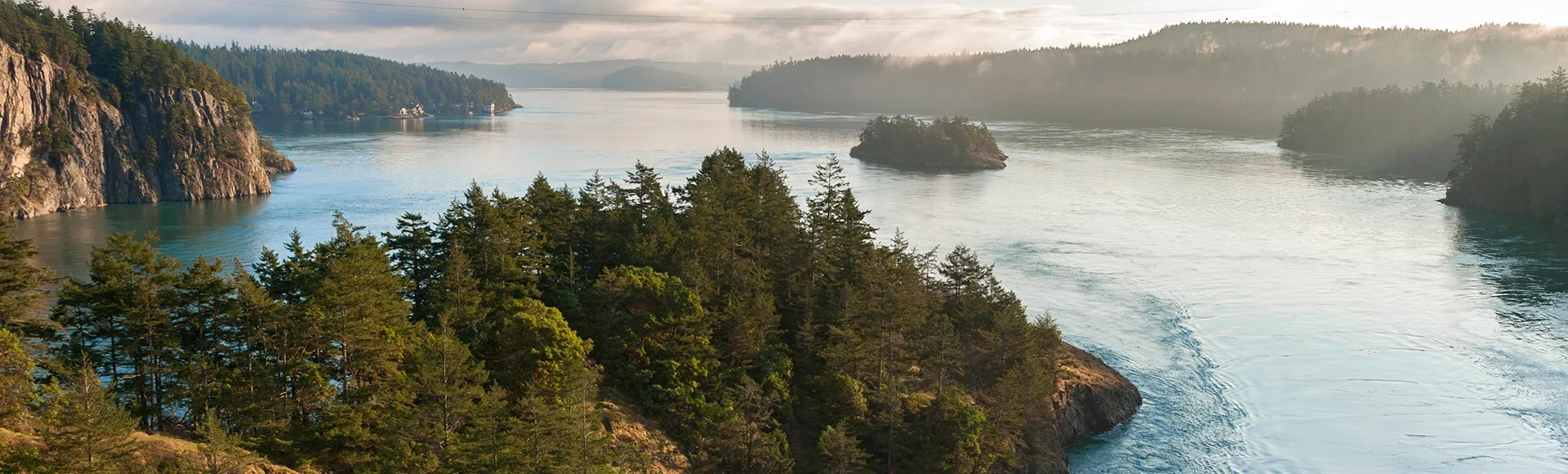 Deception Pass Park, Washington. Deception Pass is a strait separating Whidbey Island from Fidalgo Island, in the northwest part of the U.S. state of Washington.