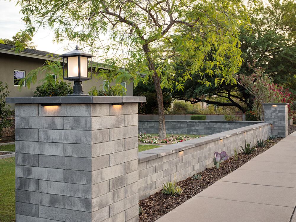 Stone wall with lighting