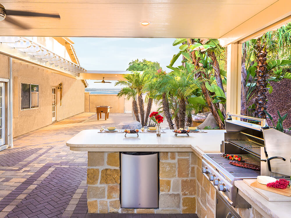 Outdoor paving stone kitchen