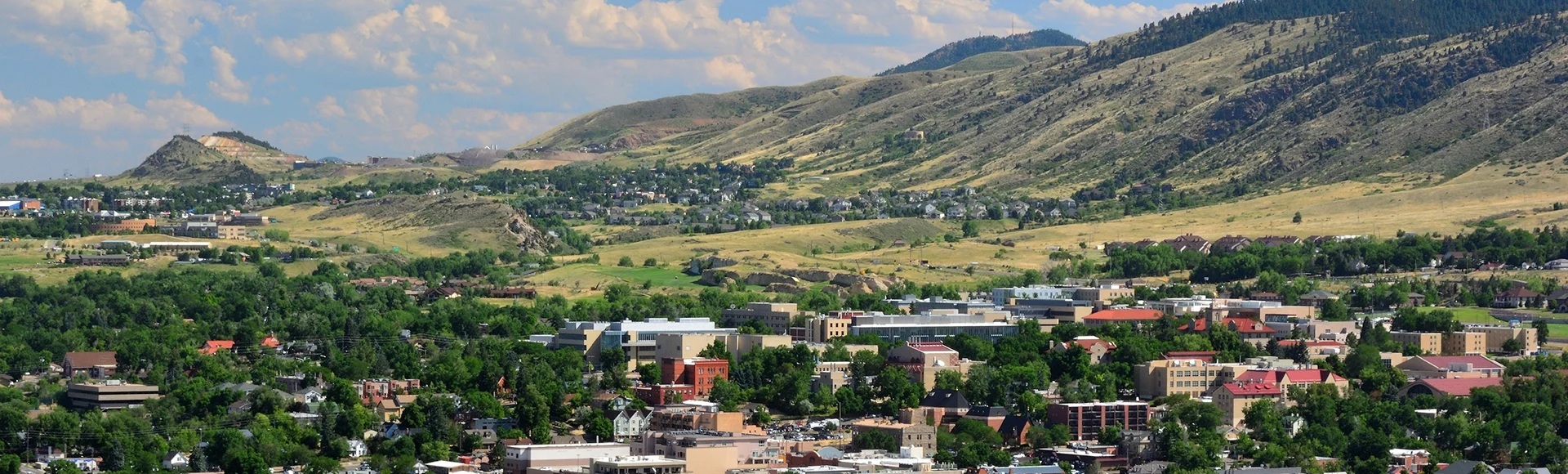 Downtown Golden, Colorado in the Rocky Mountains on a sunny day