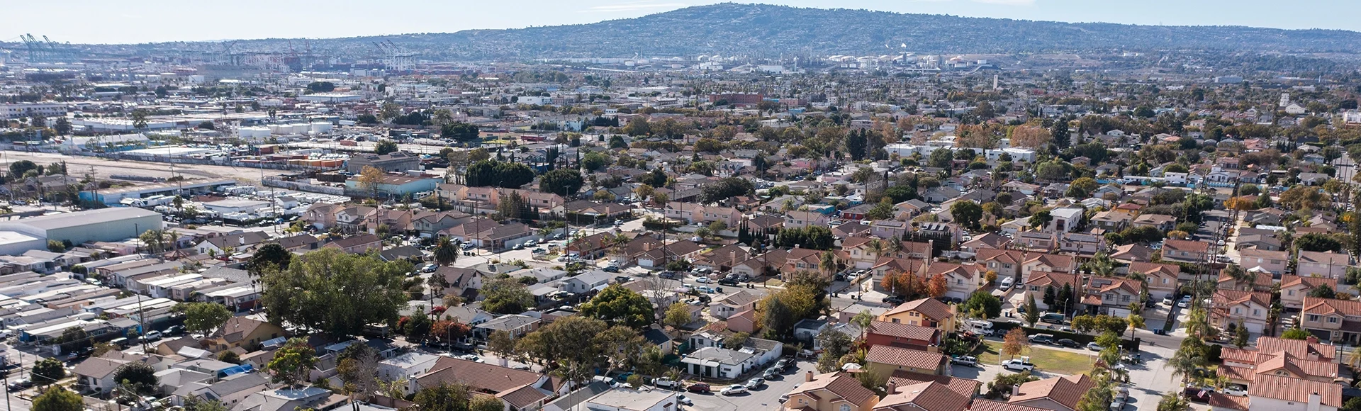 Afternoon view of a neighborhood in Wilmington, California, USA.