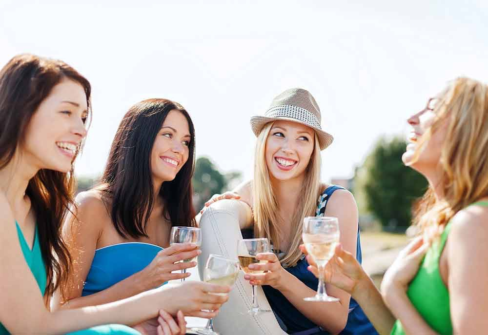 ladies drinking wine