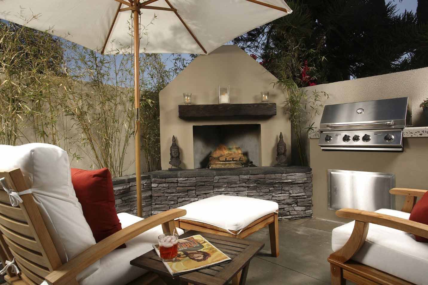 outdoor fireplace and grill