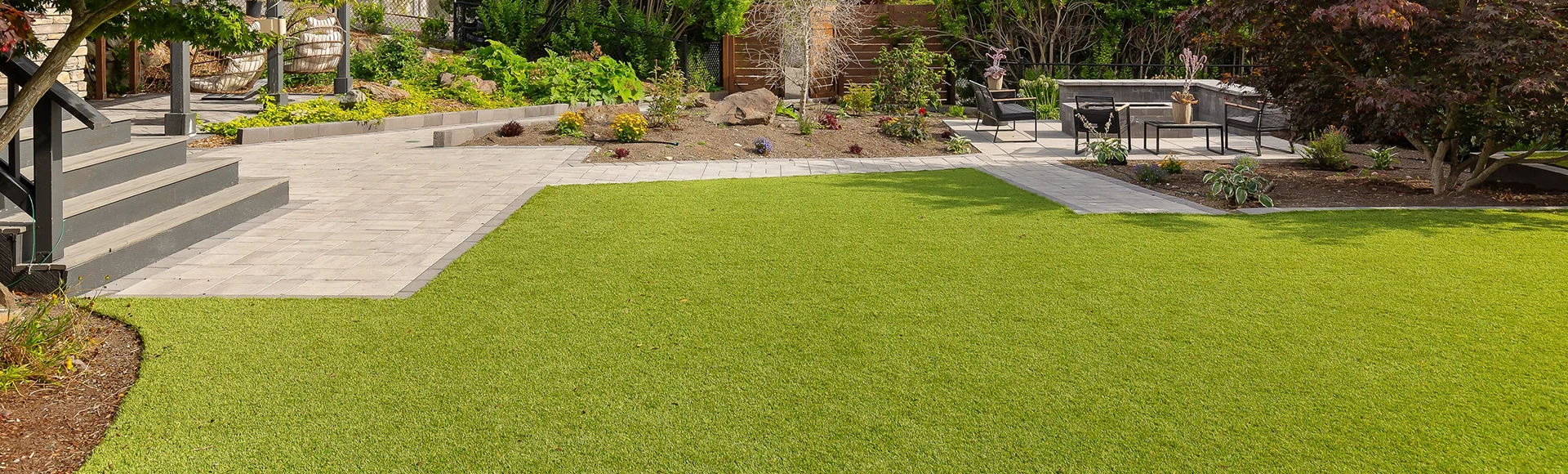 Large turf lawn. 