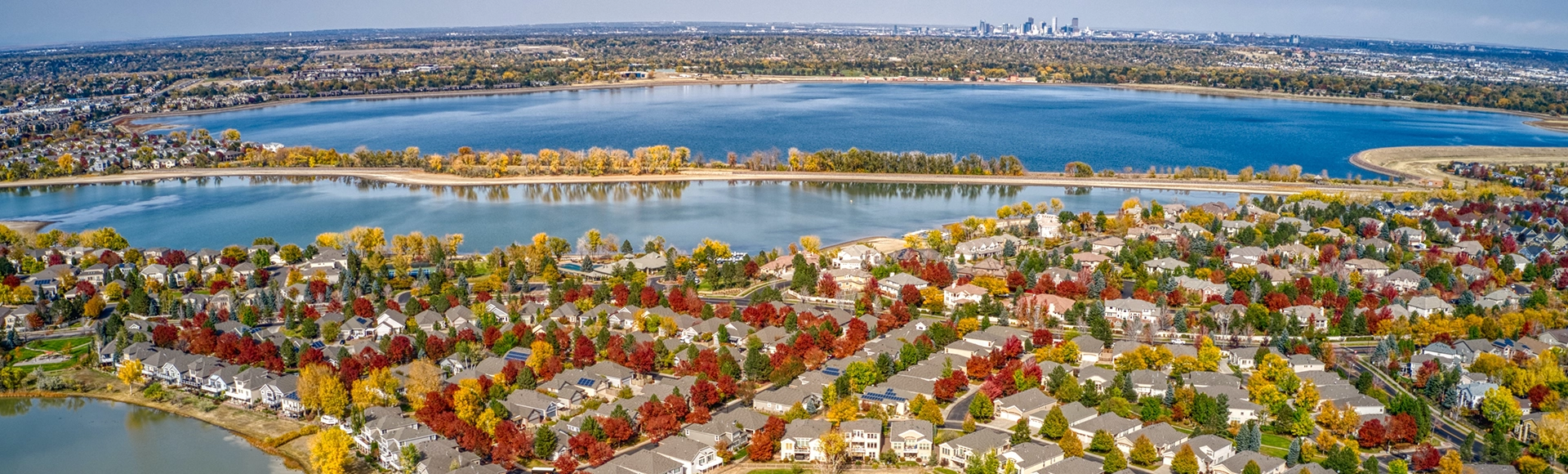 Aerial View of Autumn Colors in Denver Suburb of Englewood, Colorado