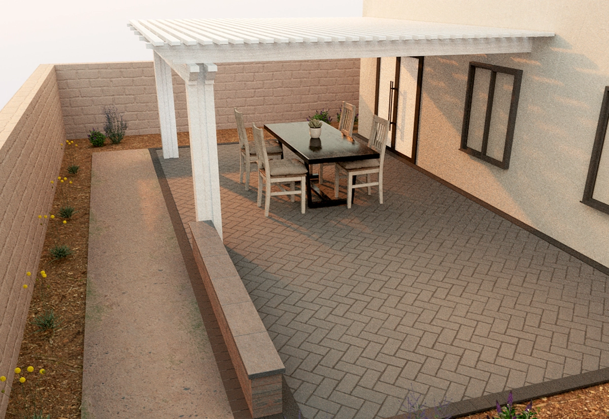 Patio with Pergola Render