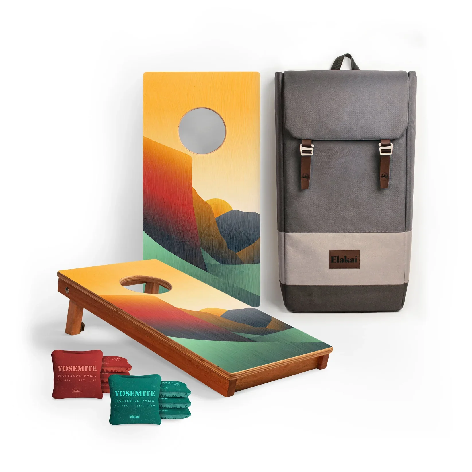 Elakai Games Compact Travel Cornhole Set in Yosemite Art Print 