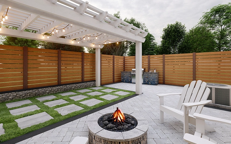 Paver patio with pergola. 