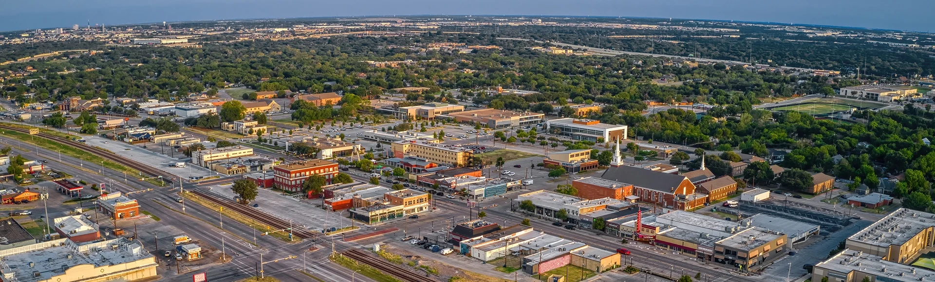 Aerial View of the DFW Suburb of Grand Prairie, Texas during Summer