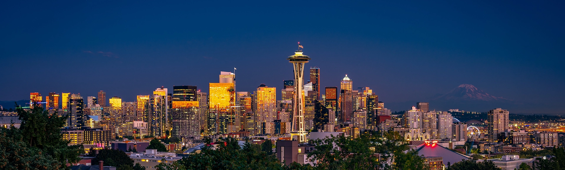 Seattle skyline at night