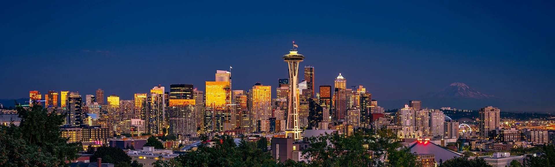 Seattle skyline at night