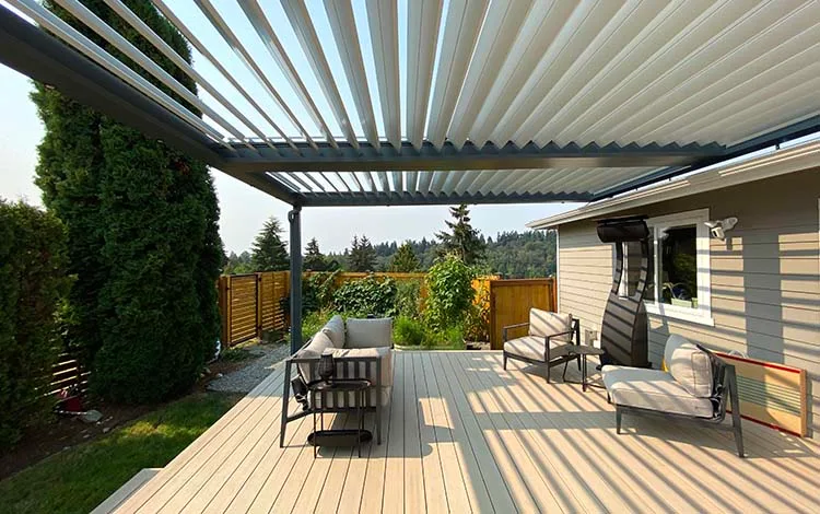 Pergola, deck, Trex decking, patio furniture, rectangular awning, patio cover, decks, shade, sun, backyard ideas, universal region, daytime