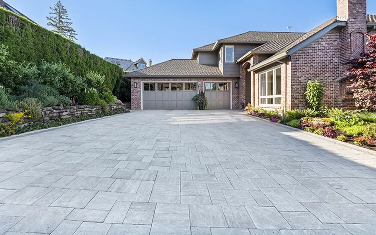 Large paving stone driveway in PNW.