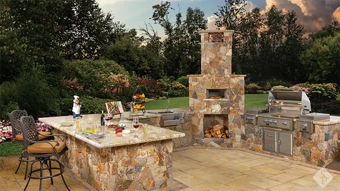 u-shaped outdoor kitchen