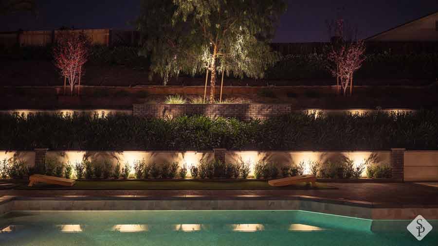 outdoor lighting by a pool