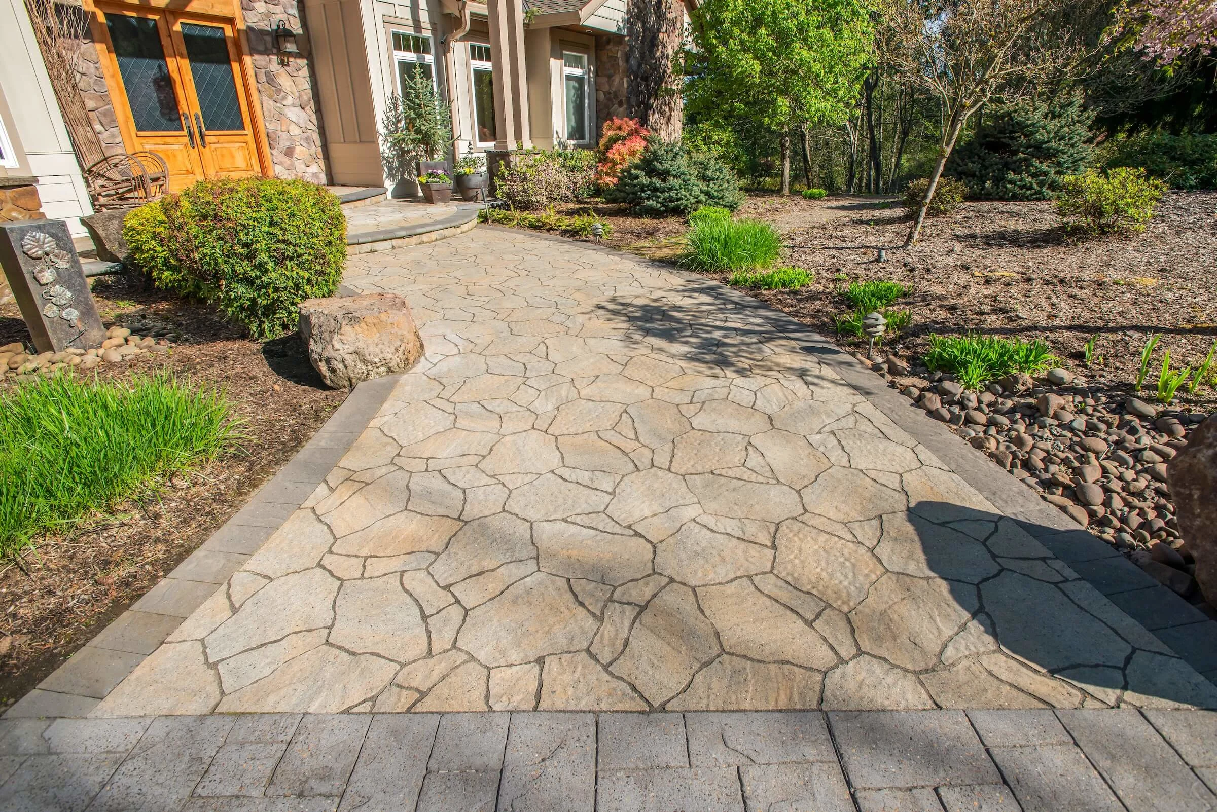 Rustic curb appeal paving stone walkway 