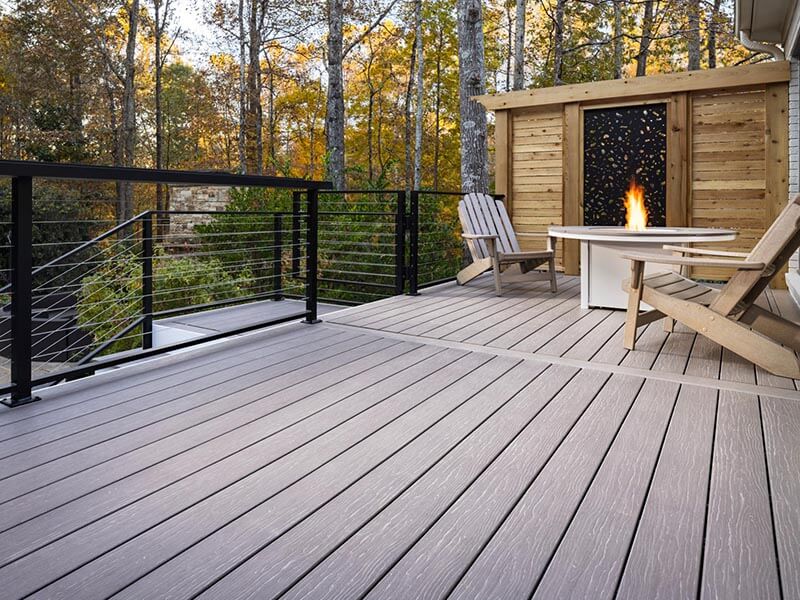 composite deck with fire pit