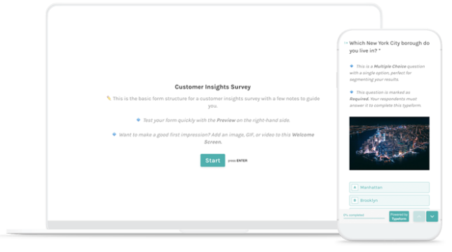 Quick Start Templates Typeform Templates - quick start customer insights survey hero