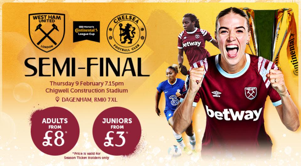 Get your tickets for West Ham United Women's Conti Cup semi-final now ...