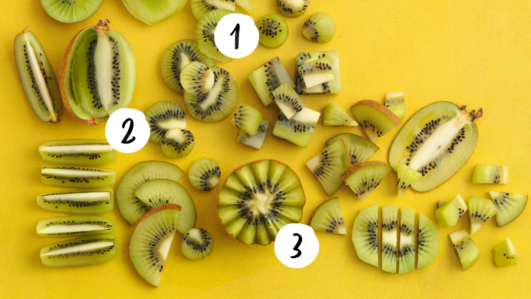 Schnittechniken Kiwi mit Nummerierung