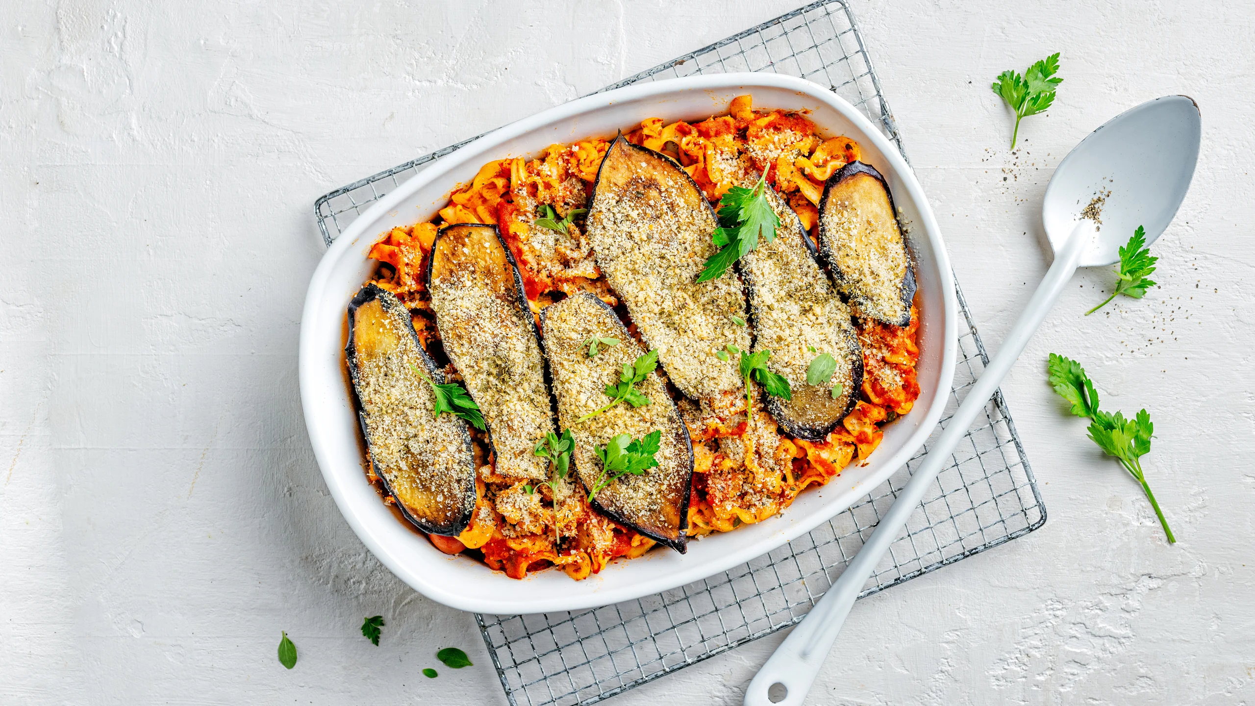 Teigwarengratin mit Auberginen