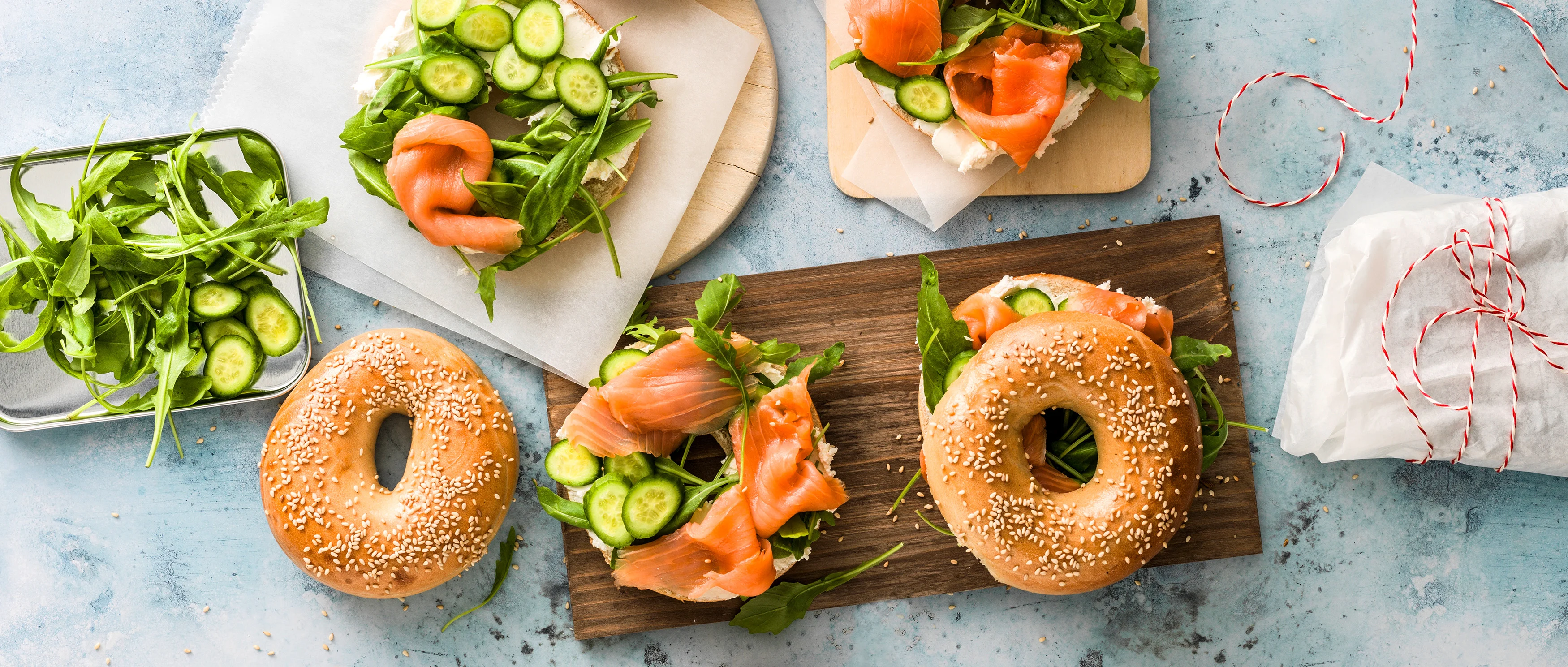 Bagels aux raifort et saumon fumé